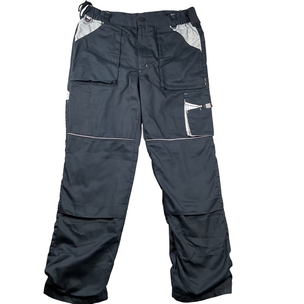 Purework Mens Fleece Lined Cargo Work Pants Black Grey Multi Pocket Size M 48/50